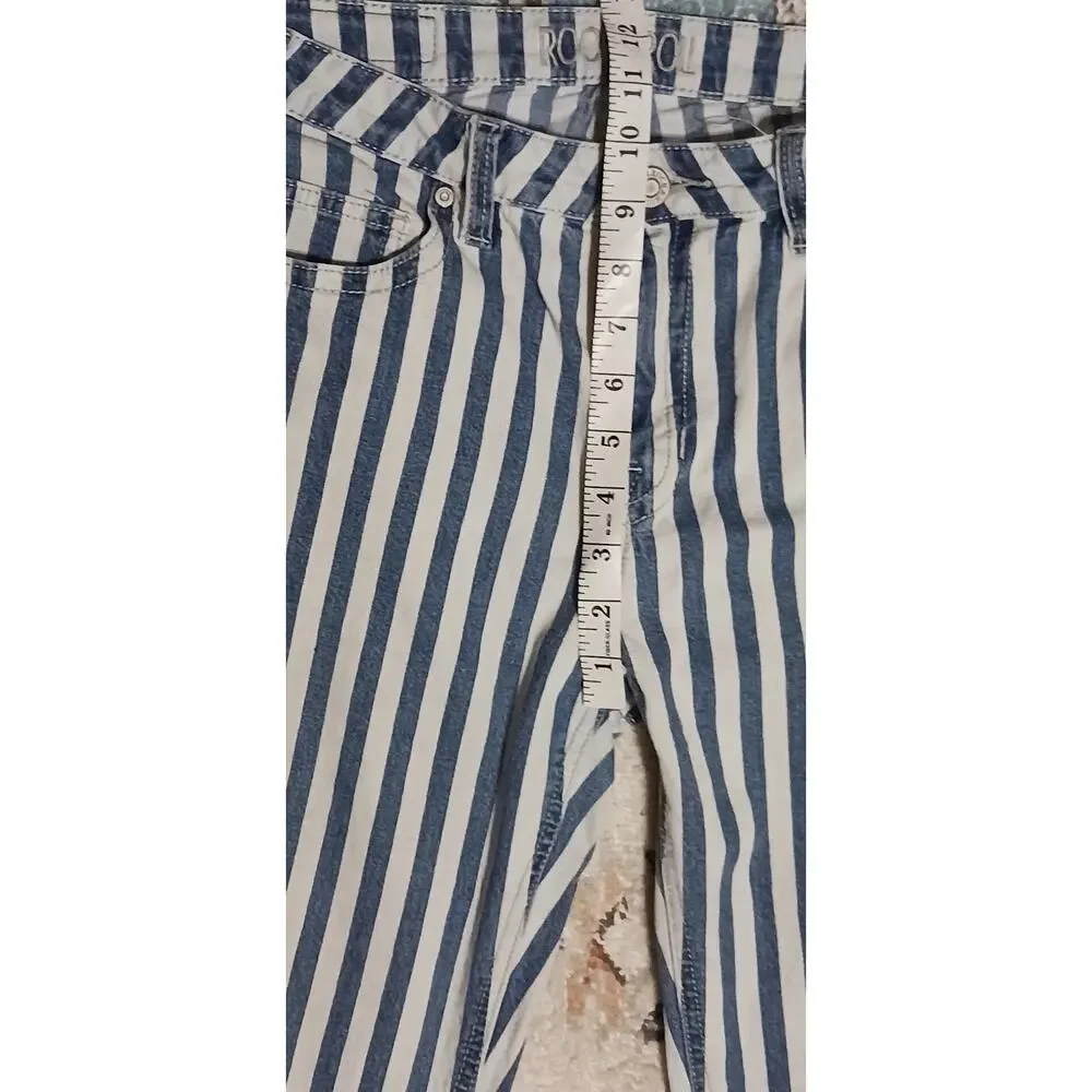 Rock & Roll Denim Womens Stripe High-Rise Flare Jeans tag 30x34 actual 30Wx31L - Picture 5 of 11